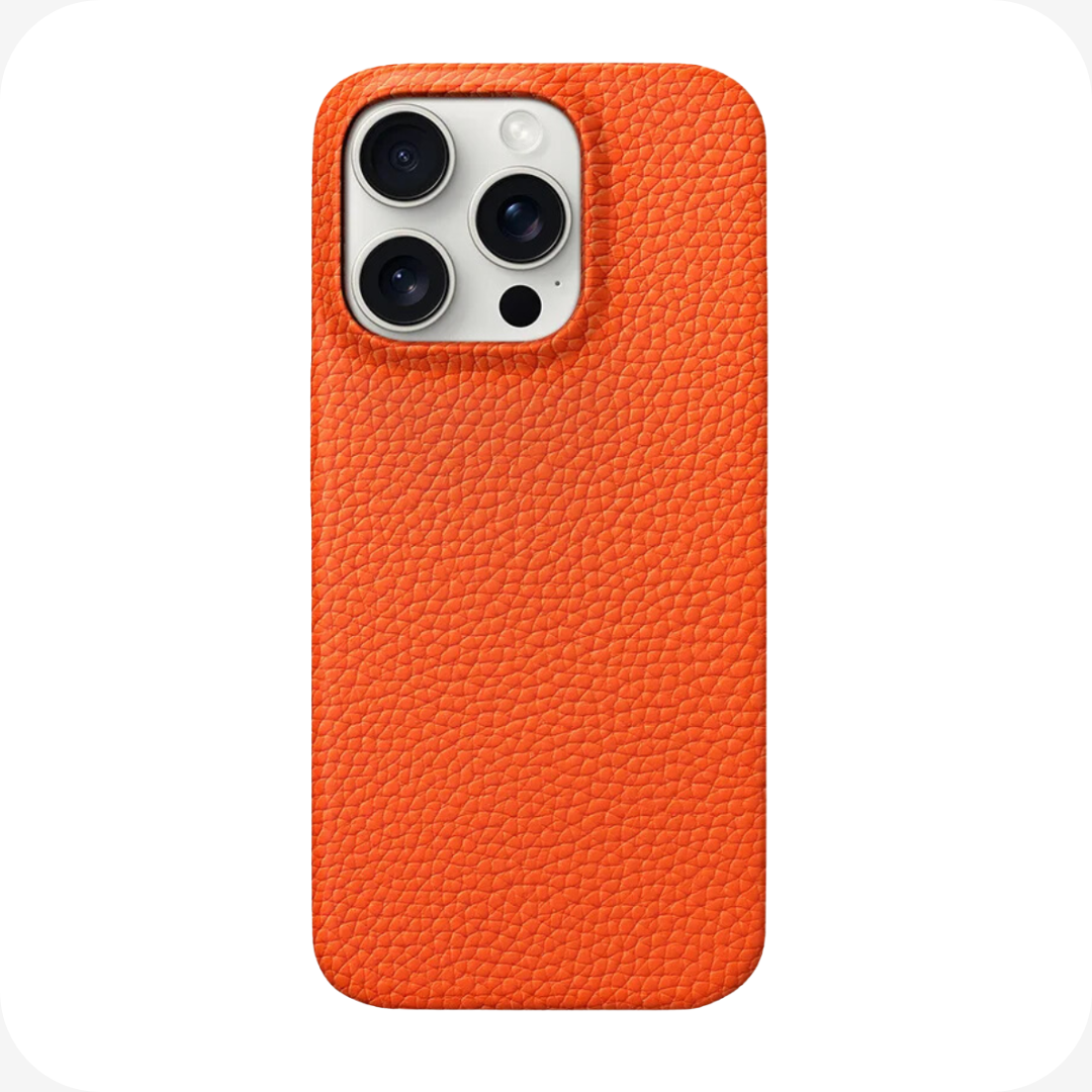 CAPA IPHONE COURO LARANJA MAGSAFE